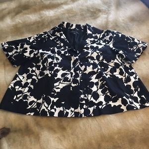 LAFAYETTE 148 Black and White Cropped Swing Jacket